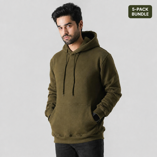 Original hoodie model photo with a 5-Pack Bundle label